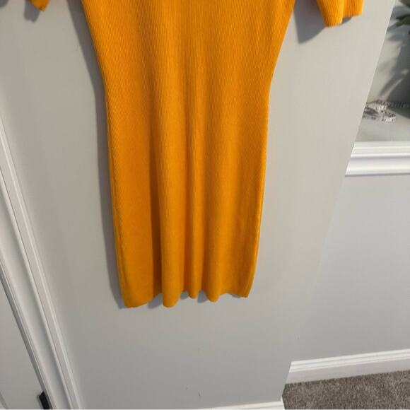 NWT Naadam Orange Mango Silk Cashmere Ribbed Mini Dress Medium - Picture 11 of 13